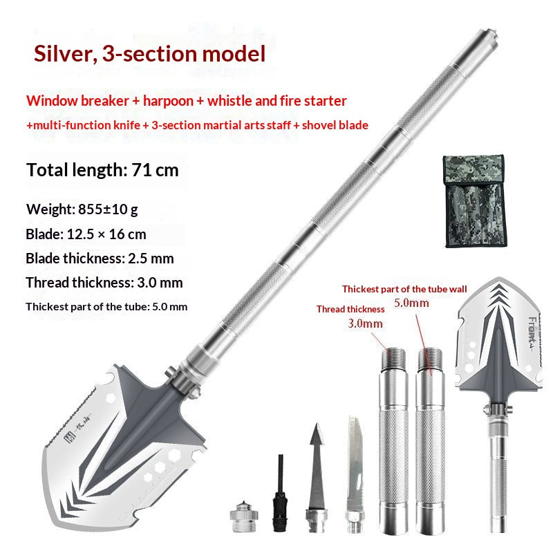 Outdoor multifunctional thickened upgraded j-22 steel shovel fishing folding self-defense shovel military shovel