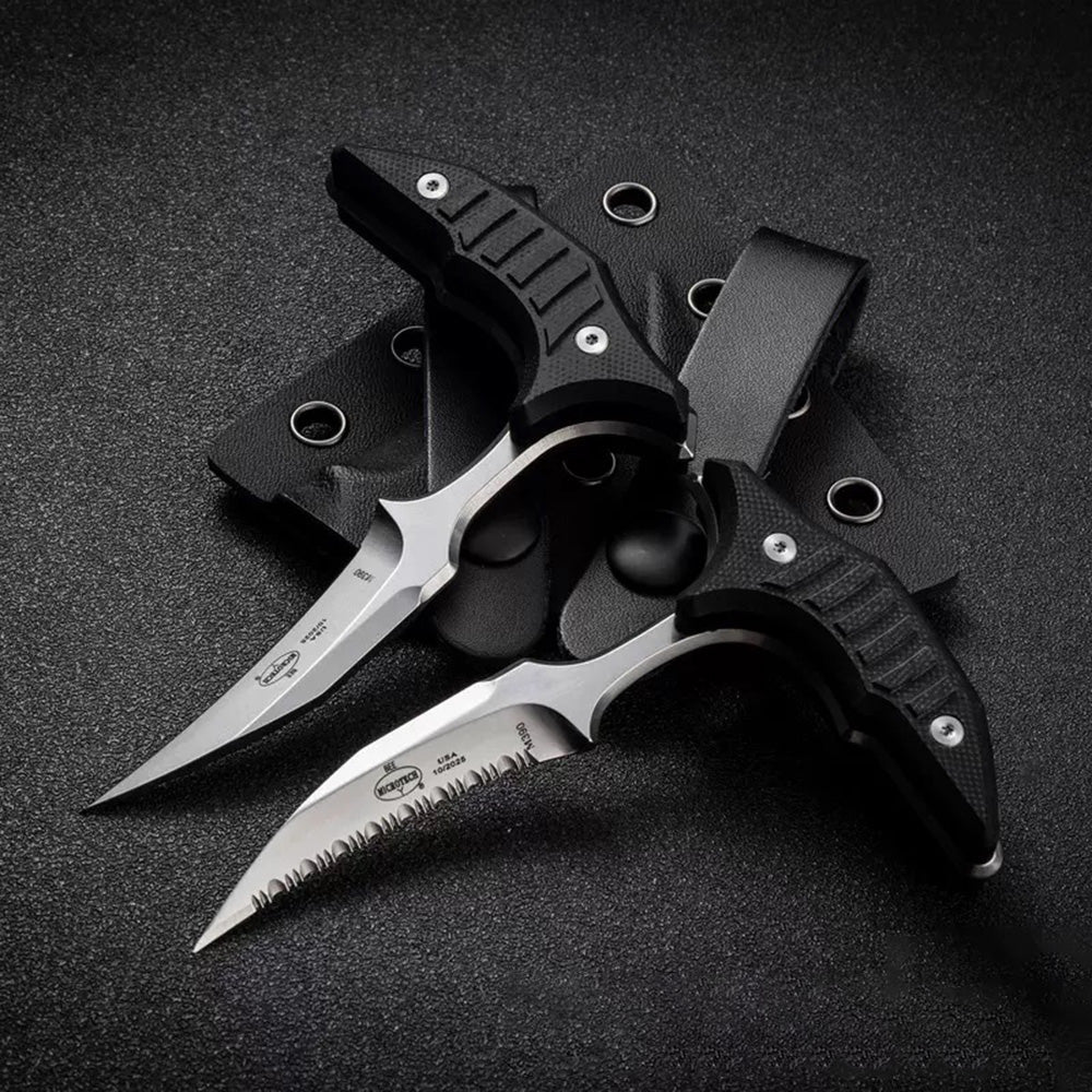 MicroTech Double bee shaped push type dagger serrated DLC blade-BK05