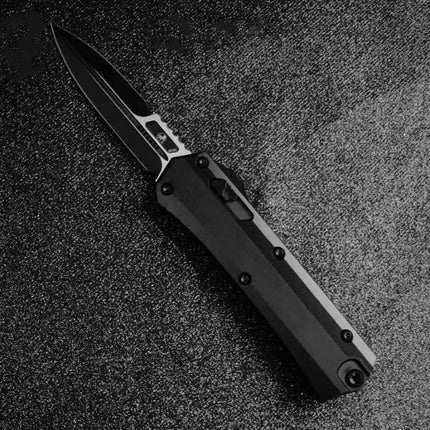 Tri-Side X-Button Auto Fidget Taschenmesser, Premium D2 Doppelklinge TC4 Titanlegierung Clip Nylonscheide für EDC Harteinsatz Sammlung