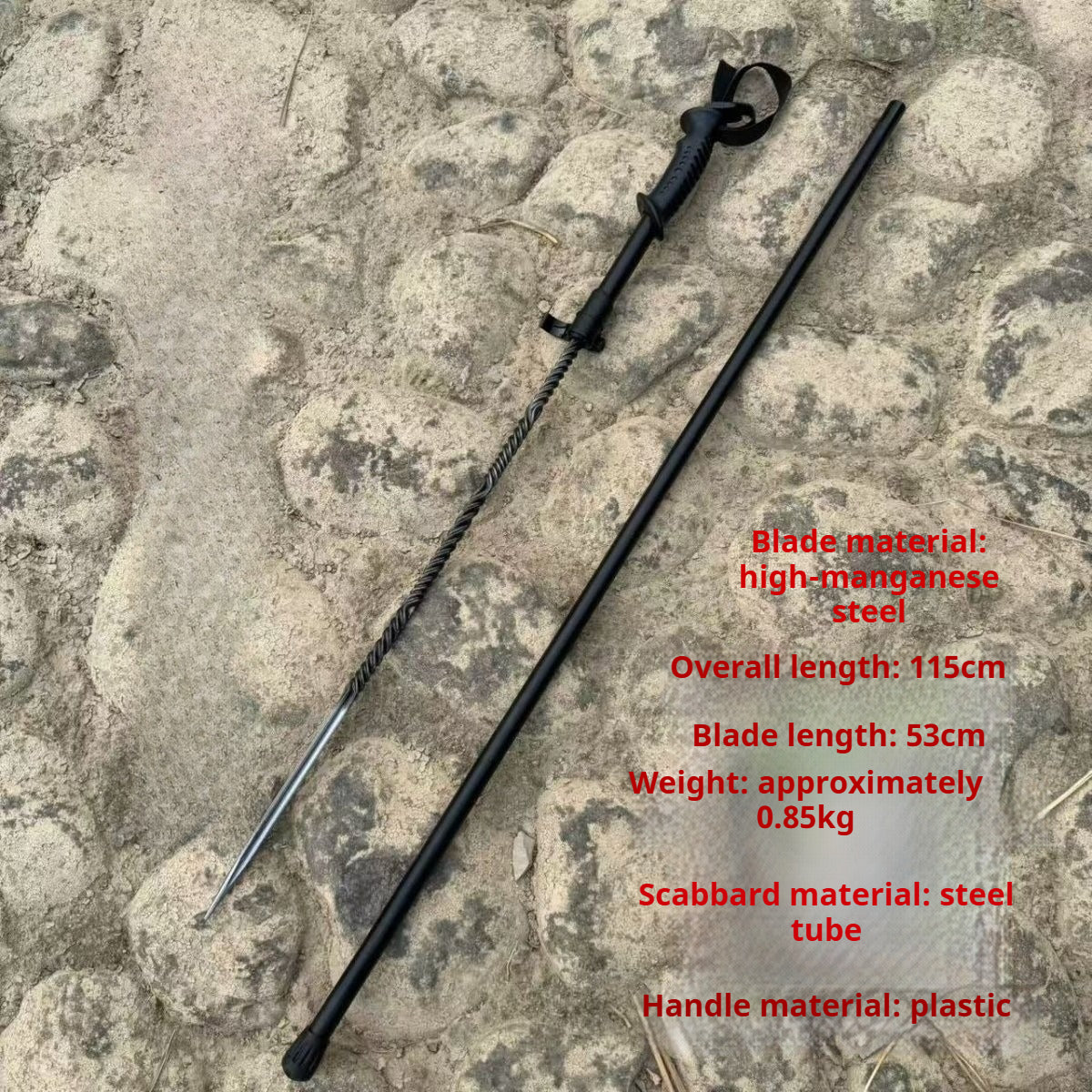 High manganese steel outdoor hiking pole for self-defense hiking without sharpening