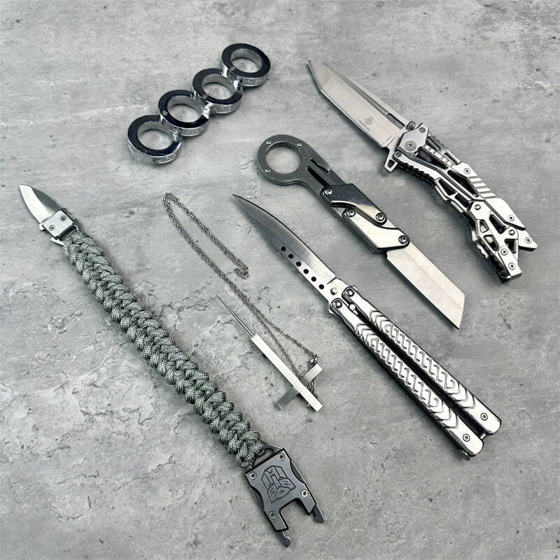 6 Stück Silber Taschenverteidigungsmesser Werkzeuge Packung