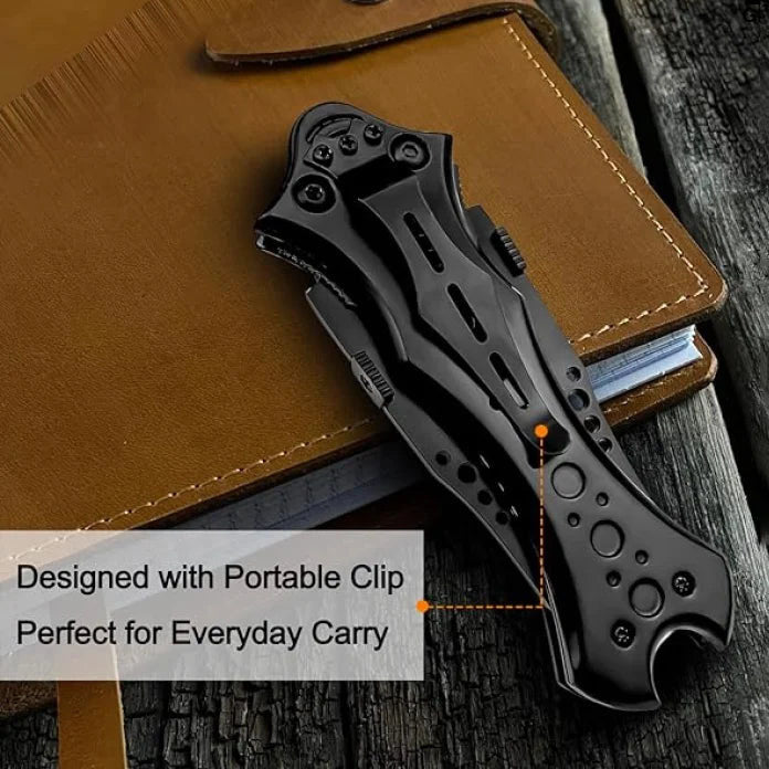 8.2" Unique Cool Double Blade Pocket Knife EDC Hiking Tools