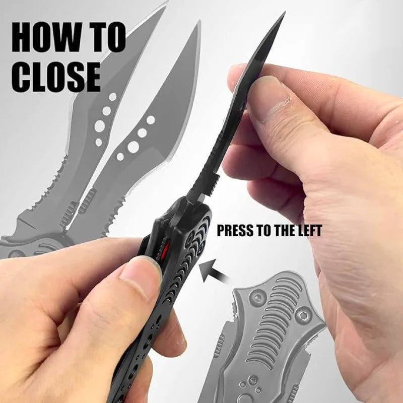 8.2" Unique Cool Double Blade Pocket Knife EDC Hiking Tools