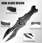 8.2" Unique Cool Double Blade Pocket Knife EDC Hiking Tools