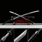 Two swords in one sheath , Handmade Manganese Steel Full Tang Real Japanese Katana