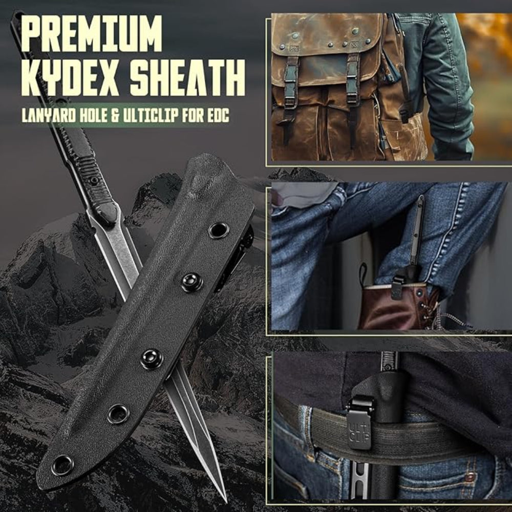 9.4in Tactical Fixed Blade Knife with Sheath, 440C Stainless Steel-BK14