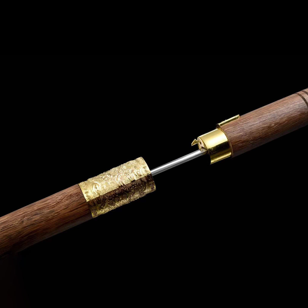 Dragon Pattern Alloy Gold Stainless Steel Cane Sword