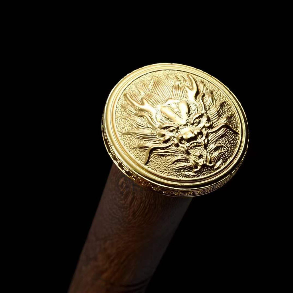Dragon Pattern Alloy Gold Stainless Steel Cane Sword