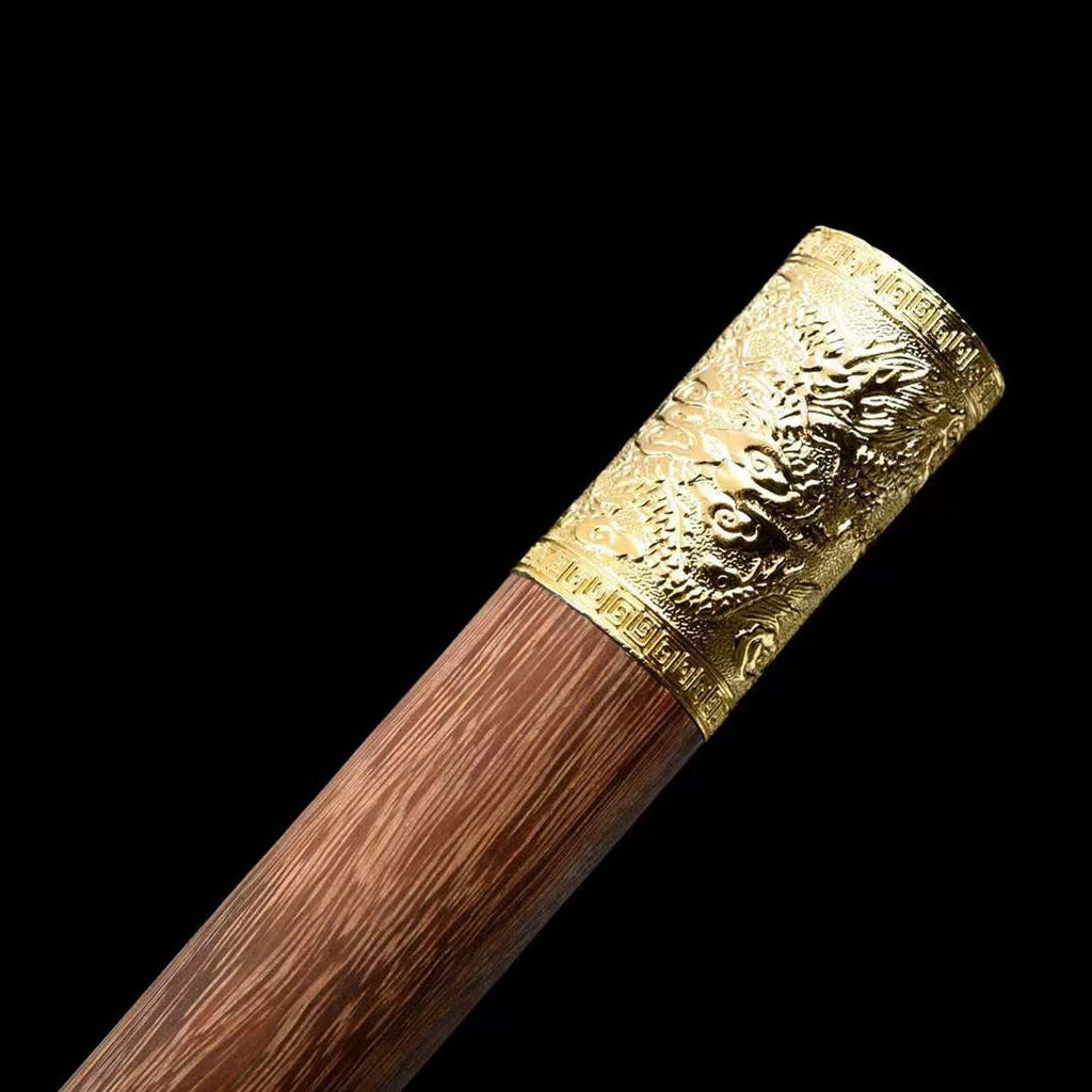 Dragon Pattern Alloy Gold Stainless Steel Cane Sword