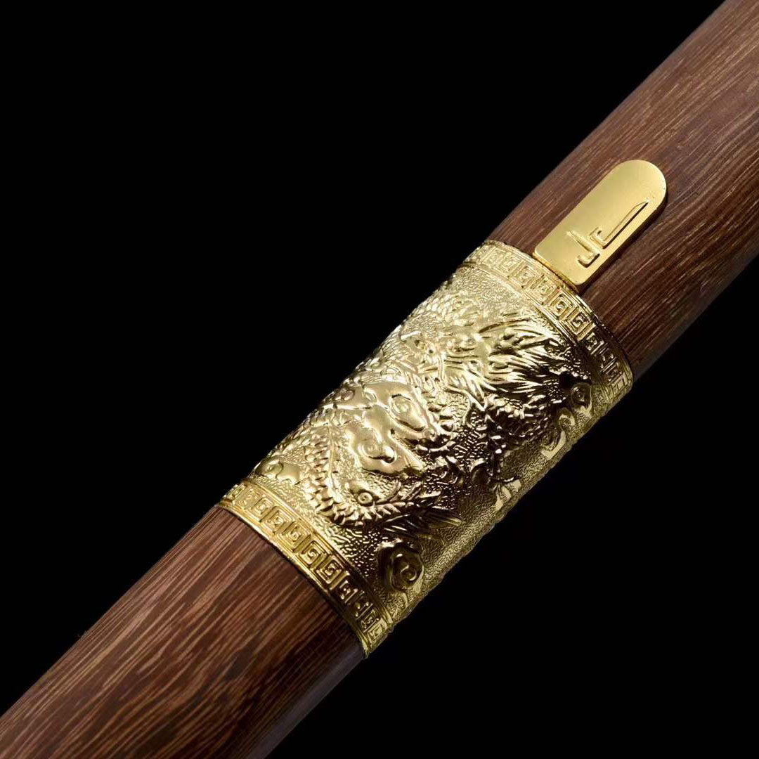 Dragon Pattern Alloy Gold Stainless Steel Cane Sword