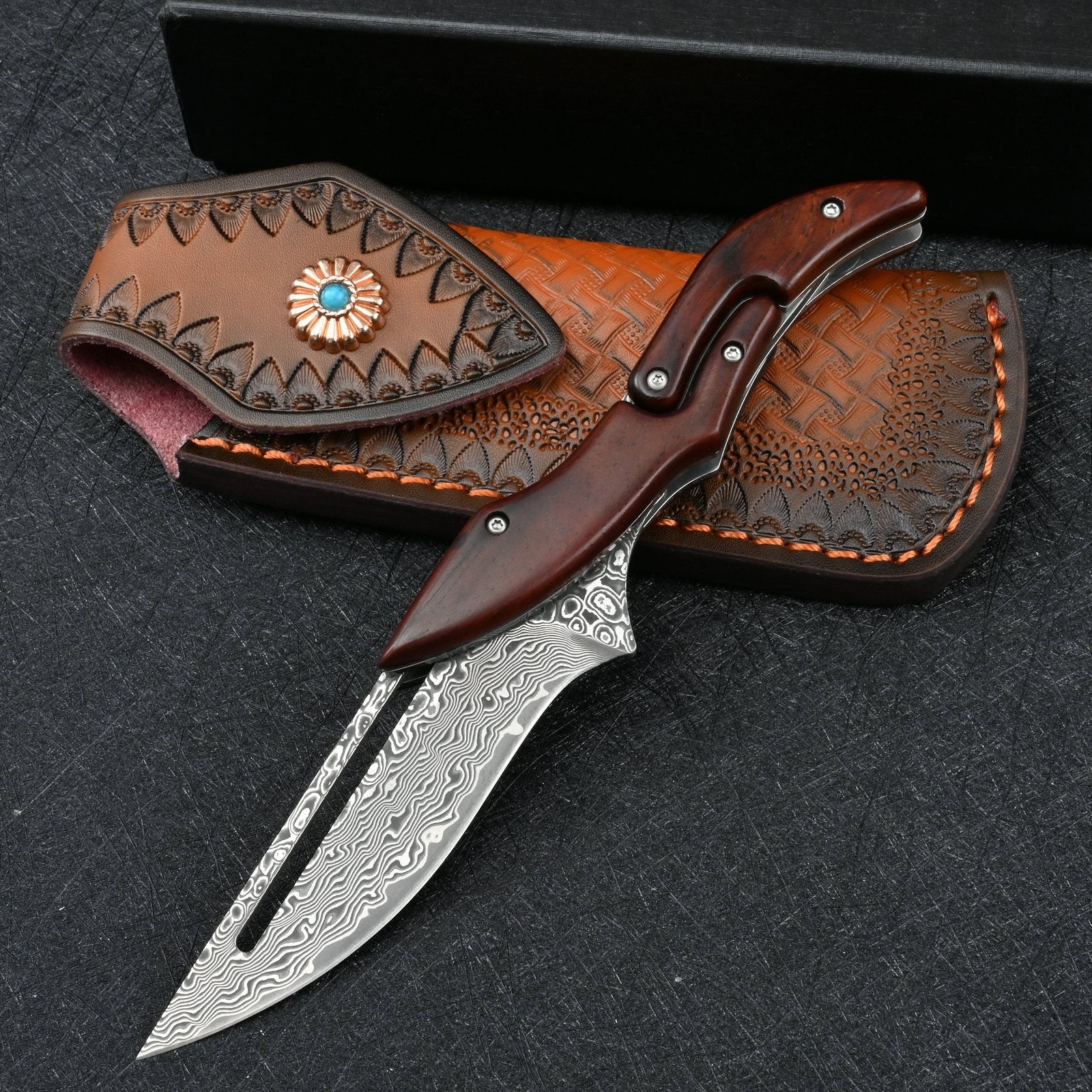 Mechanical Damascus Folding Knife