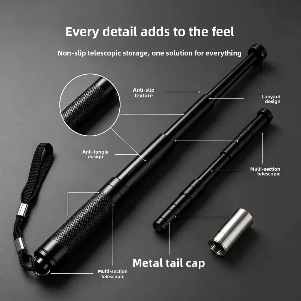 Portable 4-section telescopic baton compact, vehicle-friendly, and capable of breaking windows