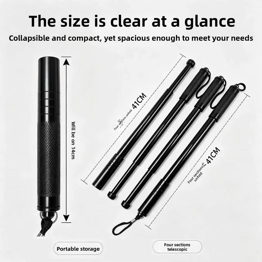 Portable 4-section telescopic baton compact, vehicle-friendly, and capable of breaking windows