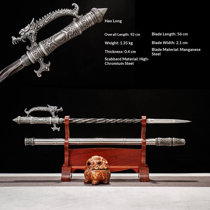 Longquan city sword high chromium steel broken military mace can be reversed to break armor cone vehicle outdoor self-defense cold weapon unsharpened