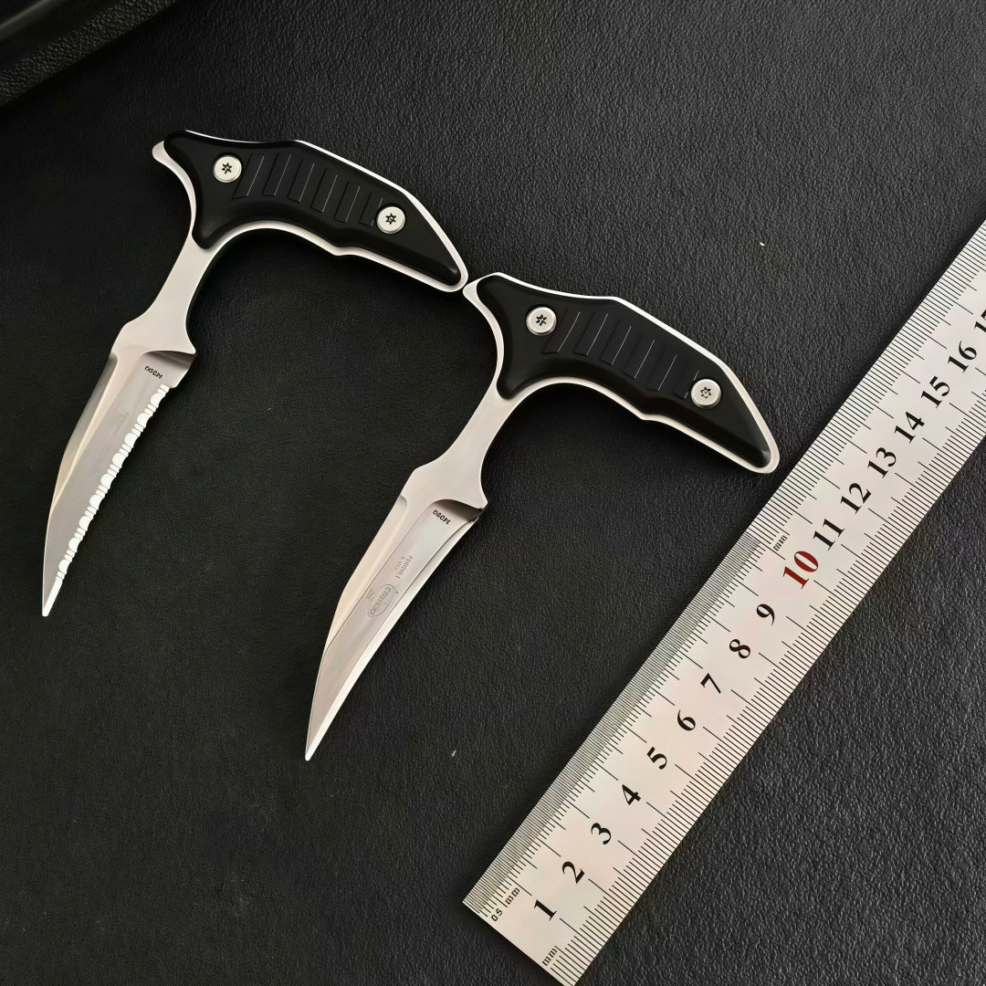 MicroTech Double bee shaped push type dagger serrated DLC blade-BK05