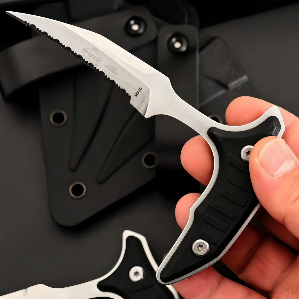 MicroTech Double bee shaped push type dagger serrated DLC blade-BK05