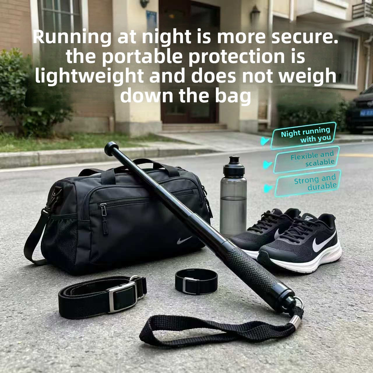 Portable 4-section telescopic baton compact, vehicle-friendly, and capable of breaking windows