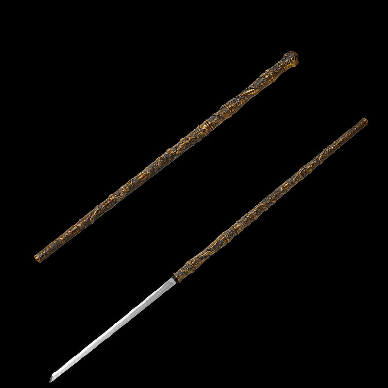 High manganese steel all-in-one forged walking stick knife longquan sword cold weapon sword