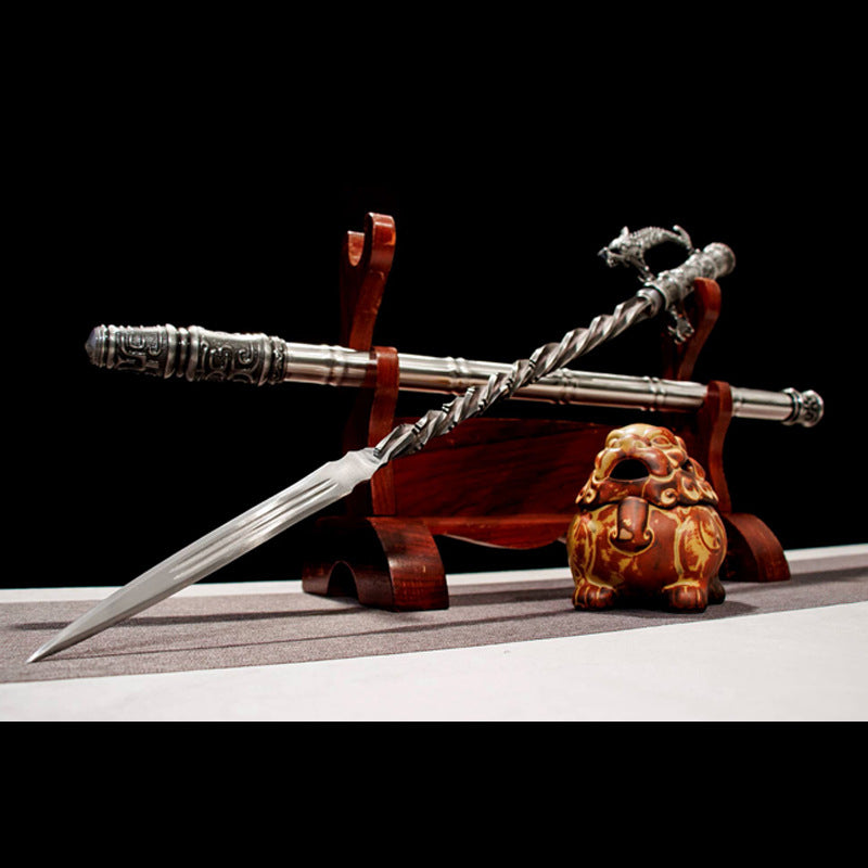 Longquan city sword high chromium steel broken military mace can be reversed to break armor cone vehicle outdoor self-defense cold weapon unsharpened