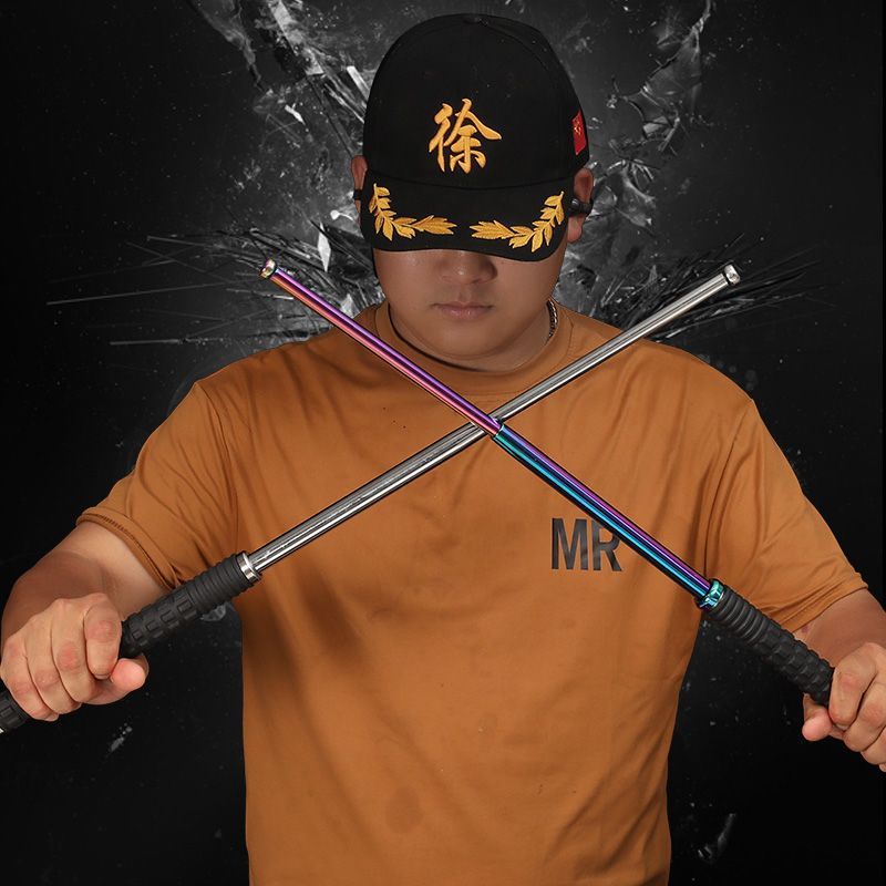 Self-defense telescopic hummer swing stick weapon three-section stick legal vehicle self-defense tactical window breaking swing roller swing stick