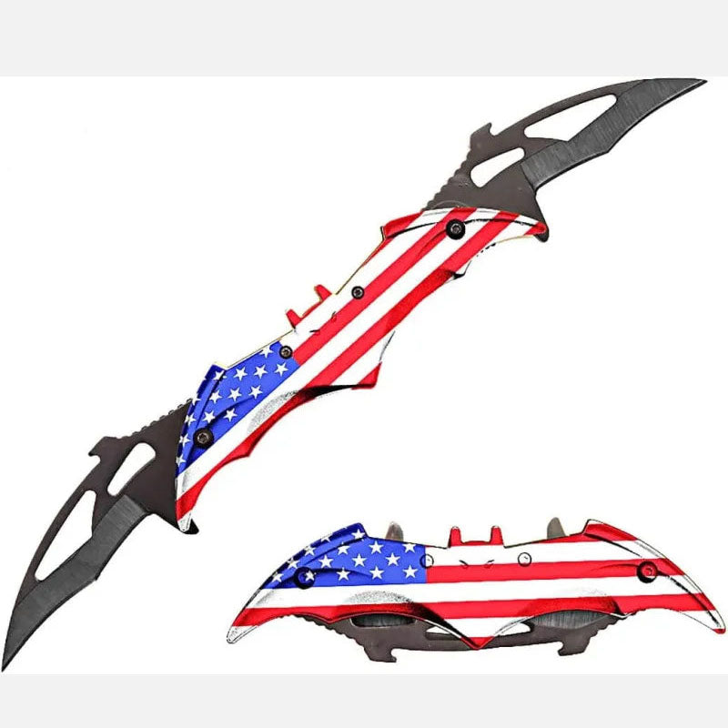 Dark Bat Knight Double Blade Folding Pocket Knife