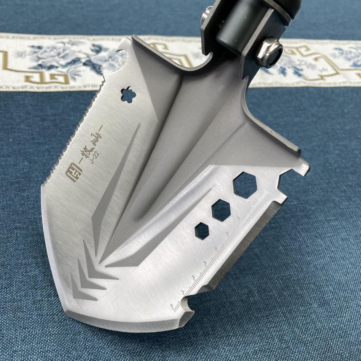 Outdoor multifunctional thickened upgraded j-22 steel shovel fishing folding self-defense shovel military shovel