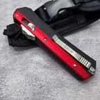 Tri-Side X-Button Auto Fidget Taschenmesser, Premium D2 Doppelklinge TC4 Titanlegierung Clip Nylonscheide für EDC Harteinsatz Sammlung