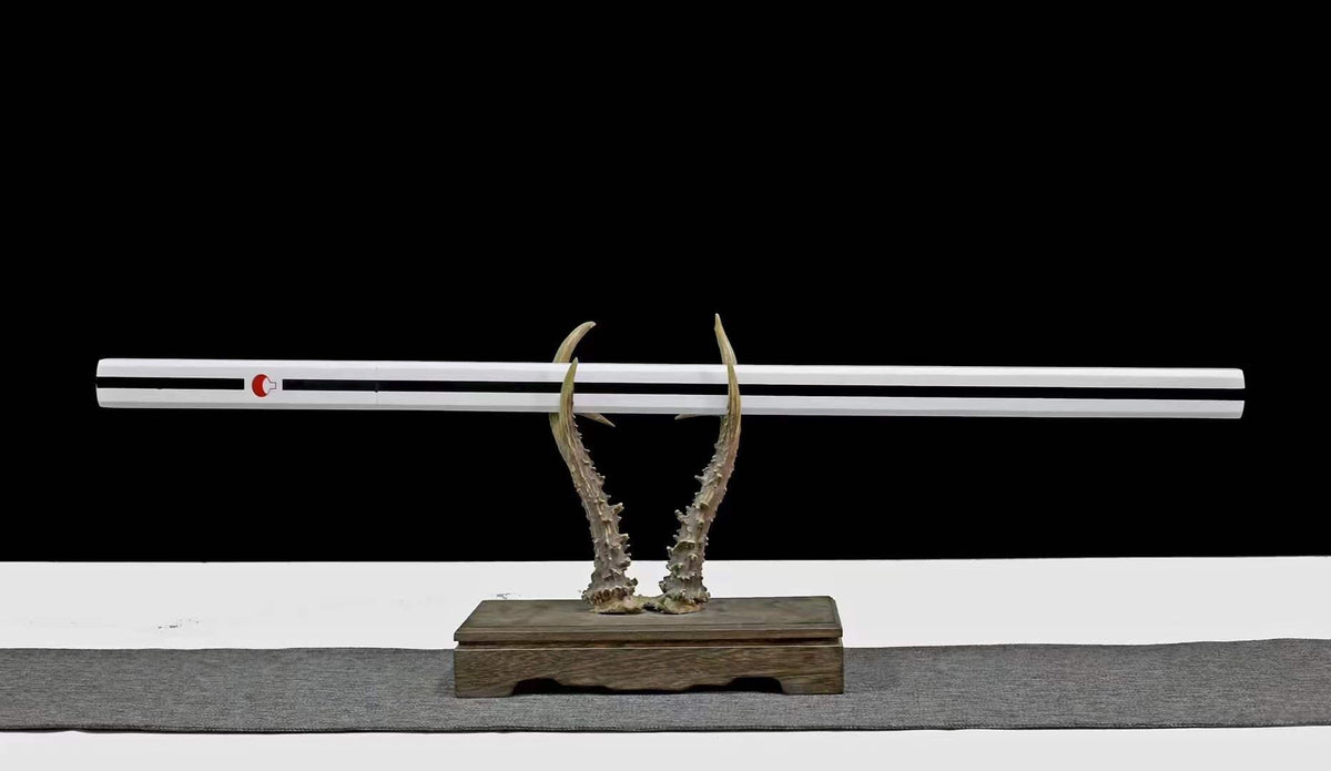 Handmade Anime NARUTO Sasuke Kusanagi-No-Tsurugi Sword Shirasaya Ninja Sword Spring Steel WhiteBlade
