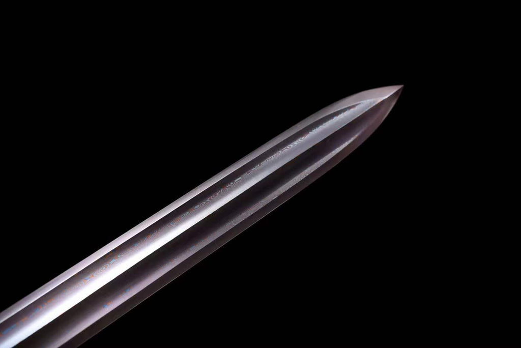 Handmade Chinese Han Dynasty Qingyun (青雲 )Sword Damascus Steel Blade baking blue