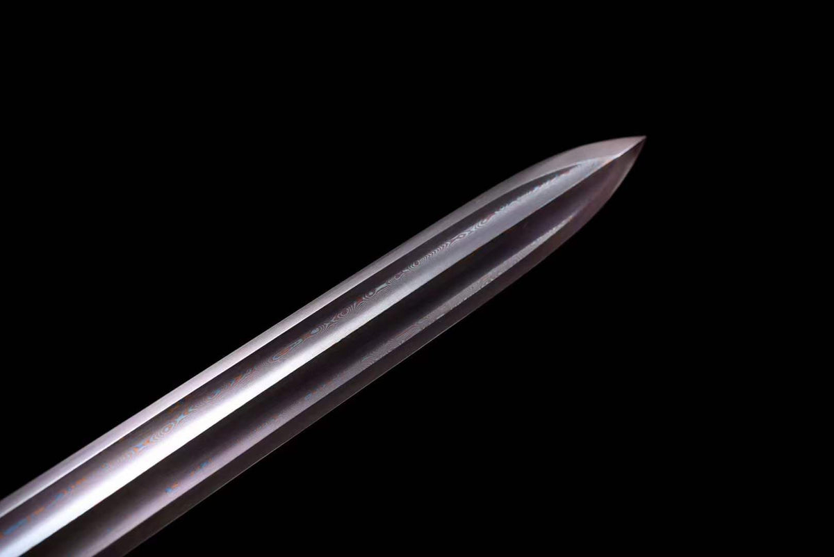 Handmade Chinese Han Dynasty Qingyun (青雲 )Sword Damascus Steel Blade baking blue