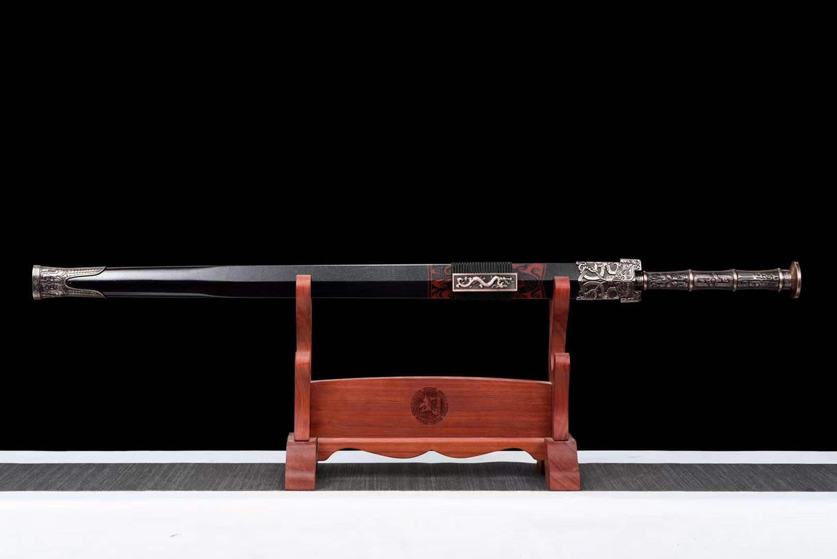 Handmade Chinese Han Dynasty Qingyun (青雲 )Sword Damascus Steel Blade baking blue