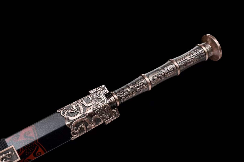 Handmade Chinese Han Dynasty Qingyun (青雲 )Sword Damascus Steel Blade baking blue