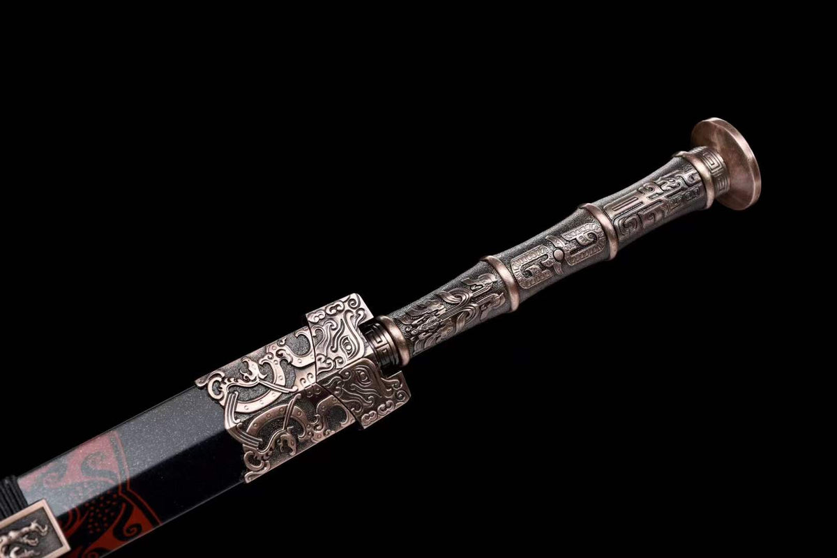 Handmade Chinese Han Dynasty Qingyun (青雲 )Sword Damascus Steel Blade baking blue