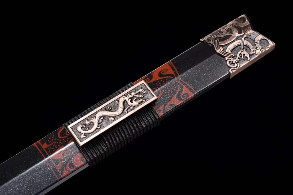 Handmade Chinese Han Dynasty Qingyun (青雲 )Sword Damascus Steel Blade baking blue