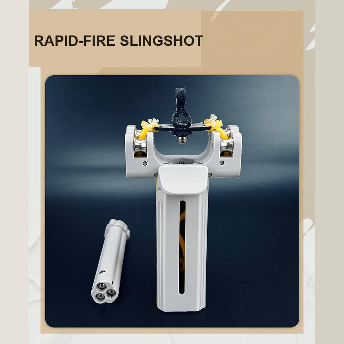 Rapid-Fire Magnetic Slingshot - 5X Speed Auto-Loading, PETG 3D Printed Outdoor Slingshot with Fiber Optic Sight