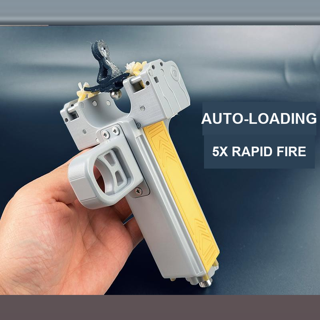 Rapid-Fire Magnetic Slingshot - 5X Speed Auto-Loading, PETG 3D Printed Outdoor Slingshot with Fiber Optic Sight