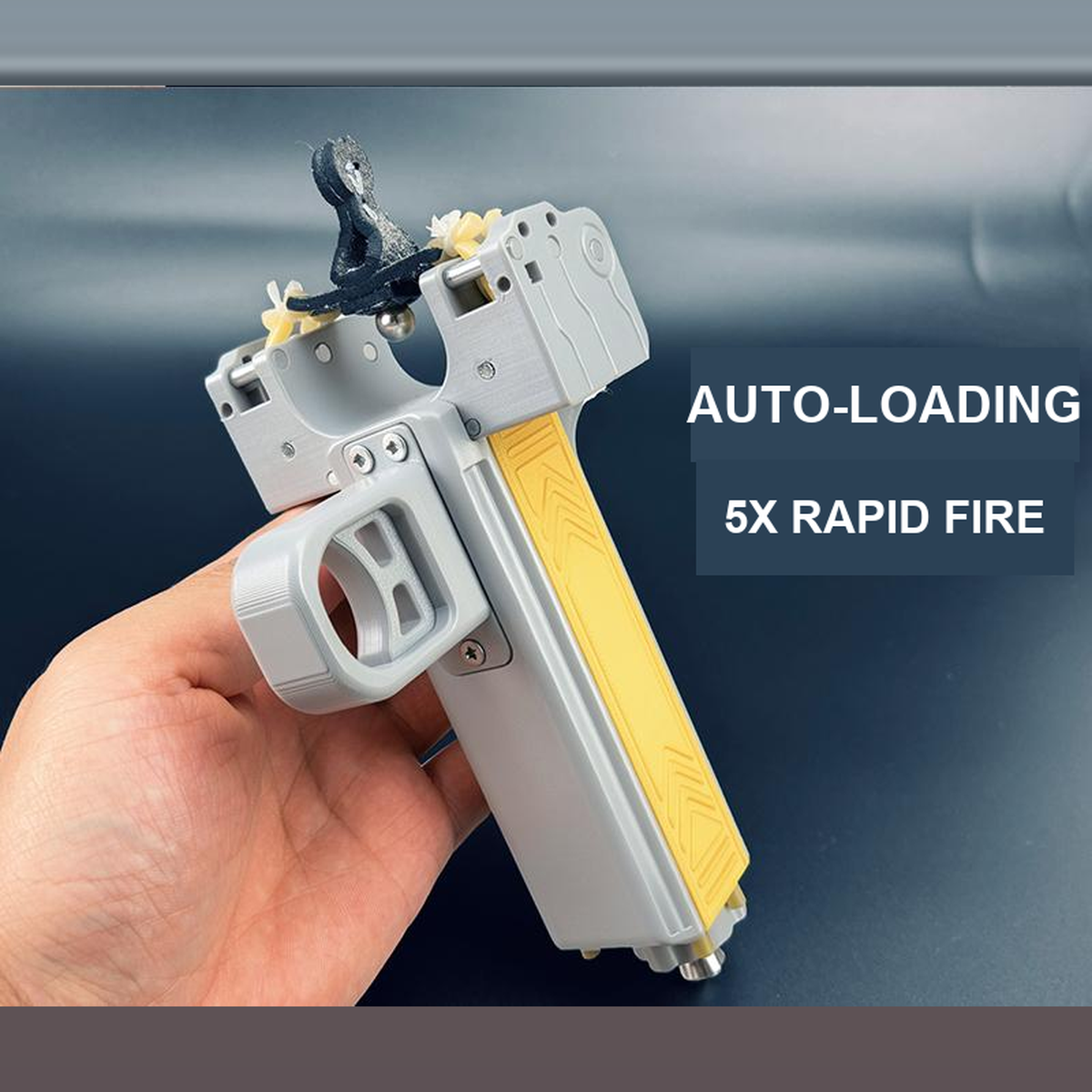 Rapid-Fire Magnetic Slingshot - 5X Speed Auto-Loading, PETG 3D Printed Outdoor Slingshot with Fiber Optic Sight